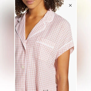 Madewell Gingham Check Bedtime Pajama Top, 100% Cotton, Short Sleeves, Size XS